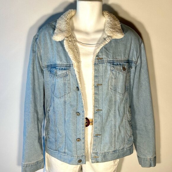 Sunrise Kingdom SZ L Denim jean jacket Sherpa Essential Western Timeless Ranch - Picture 2 of 10